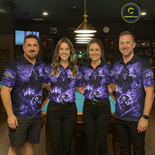 Load image into Gallery viewer, Fire Flames Purple Grim Reaper Skull 8 Ball Pool Women Billiard Shirt Personalized Billiard Team Names NYN2736