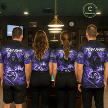 Load image into Gallery viewer, Fire Flames Purple Grim Reaper Skull 8 Ball Pool Women Billiard Shirt Personalized Billiard Team Names NYN2736