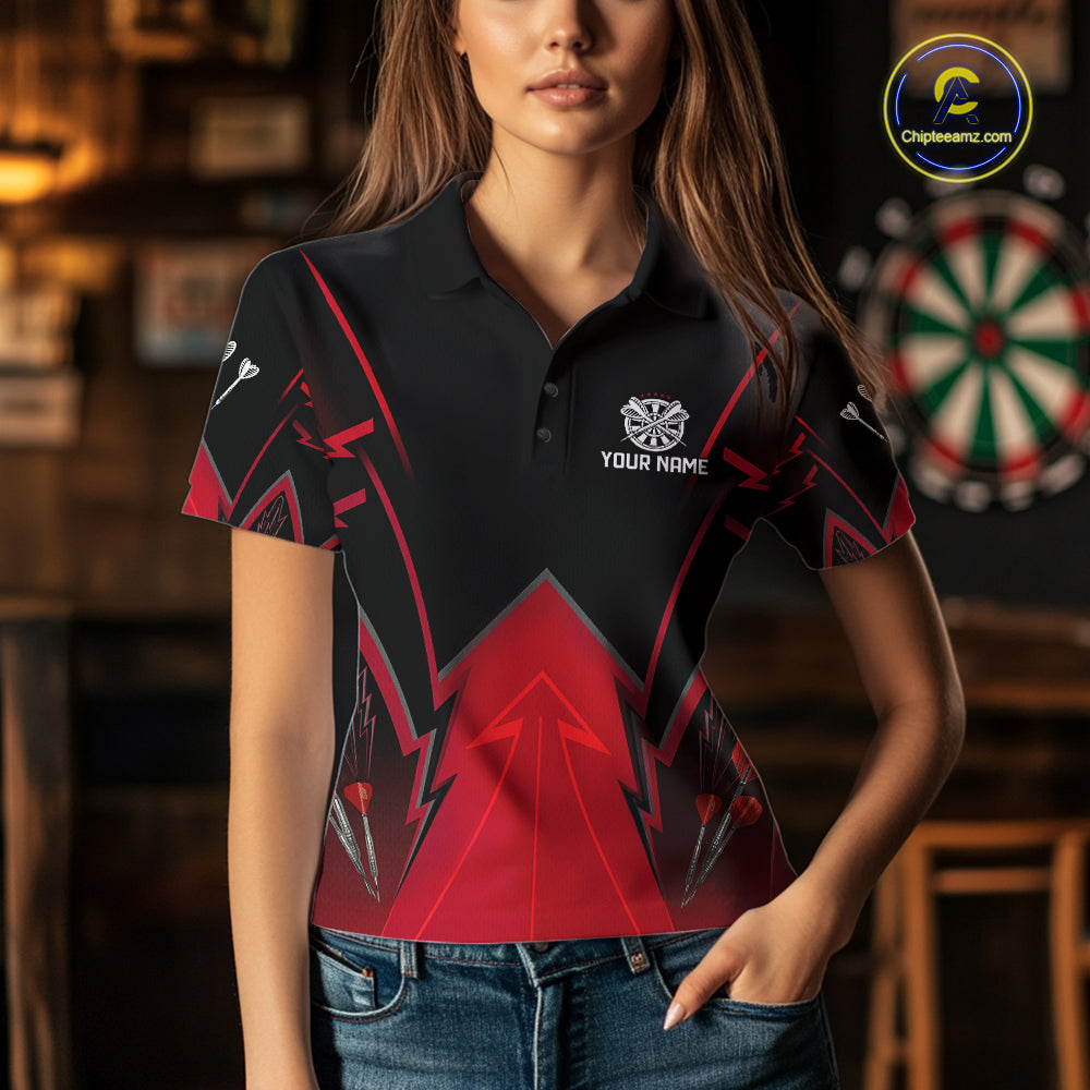 Personalized Blue Dartboard & Arrow Darts Polo & 1/4-Zip Shirt For Women Dart Team Jerseys NYN2945