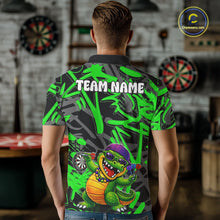 Load image into Gallery viewer, Green Grafffiti Play Darts Polo &amp; Quarter Zip Shirt Personalized Funny Crocodile Men Darts Jersey NYN2948