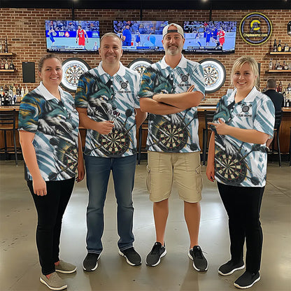 Personalized Cracked Darts Polo & Quarter Zip Shirt Custom Funny Wolf Claws Darts Attire For Women NYN2950
