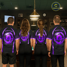 Load image into Gallery viewer, Black&amp;Purple Thunder Lightning 8 Ball Pool Billiard Jerseys For Women Custom Billiard Team Shirt NYN3158
