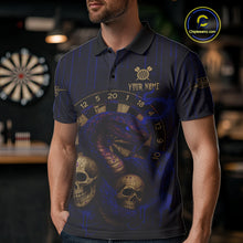 Load image into Gallery viewer, Blue Dripping Cobra Dartboard Custom Men's Polo Darts Shirt Grunge Skull Darts Jersey NYN1798