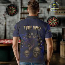 Load image into Gallery viewer, Blue Dripping Cobra Dartboard Custom Men's Polo Darts Shirt Grunge Skull Darts Jersey NYN1798