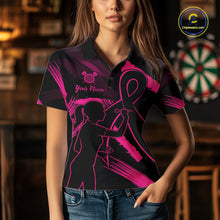 Load image into Gallery viewer, Custom Black &amp; Pink Grunge Ribbon Dart Shirts For Women Breast Cancer Awareness Darts Team Jersey NYN3345