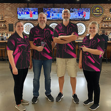 Load image into Gallery viewer, Custom Black &amp; Pink Grunge Ribbon Dart Shirts For Women Breast Cancer Awareness Darts Team Jersey NYN3345