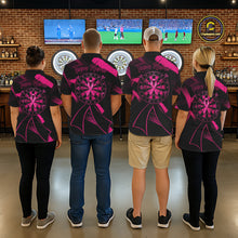 Load image into Gallery viewer, Custom Black &amp; Pink Grunge Ribbon Dart Shirts For Women Breast Cancer Awareness Darts Team Jersey NYN3345