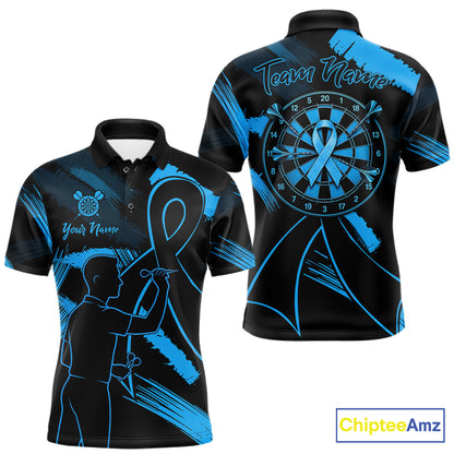 Black and blue grunge ribbon dart shirt for men prostate cancer awareness jersey