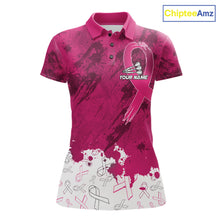 Load image into Gallery viewer, White and pink grunge ribbon dart shirt for women breast cancer dart team jersey