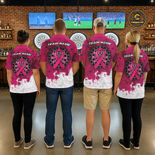 Load image into Gallery viewer, White &amp; Pink Grunge Ribbons Pattern Breast Cancer Dart Shirt For Men Custom Dart Team Jerseys NYN3347