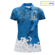 Load image into Gallery viewer, White and blue grunge ribbon dart shirt for women prostate cancer team apparel