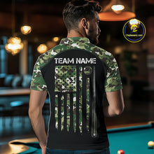 Load image into Gallery viewer, US Flag Camouflage 8 Ball Pool Billiard Polo &amp; Quarter-Zip Custom Billiard Team Attire For Men NYN2748