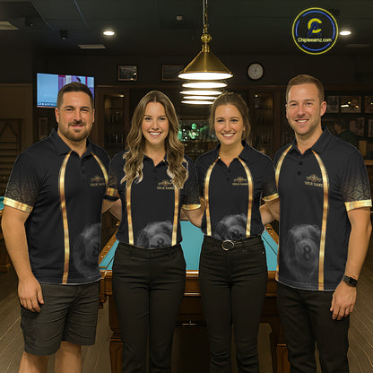 Black & Gold Thunder Lightning Yellow 8 Ball Pool Billiard Jerseys For Women Custom Billiard Team Shirt NYN2752