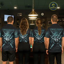 Load image into Gallery viewer, Custom Teal Smoke Grunge Skull Pool 8 Ball Women Billiard Shirt Personalized Ball Billiard Attire NYN2592