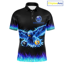 Load image into Gallery viewer, Blue Flaming Eagle Play 8 Ball And 9 Ball Billiard Pool Shirt For Men Custom Billiard Team Appeal NYN2761