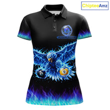 Load image into Gallery viewer, Blue Flaming Eagle Play 8 Ball And 9 Ball Billiard Pool Shirt For Women Custom Billiard Team Appeal NYN2761
