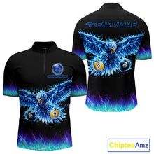 Load image into Gallery viewer, Blue Flaming Eagle Play 8 Ball And 9 Ball Billiard Pool Shirt For Men Custom Billiard Team Appeal NYN2761
