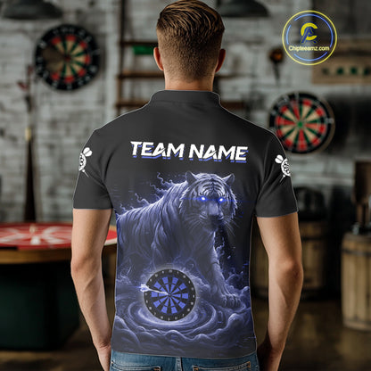 Custom Blue Smokes Funny Tiger Dartboard Men Darts Polo Shirt, Outfits Dart Jerseys NYN1811