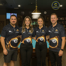 Load image into Gallery viewer, Yellow Tribal Flaming Pool 8 Ball Women Billiard Polo &amp; 1/4-Zip Shirt Personalized Billiard Attire NYN2601