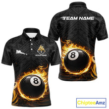 Load image into Gallery viewer, Yellow Tribal Flaming Pool 8 Ball Men Billiard Polo &amp; 1/4-Zip Shirt Personalized Billiard Attire NYN2601