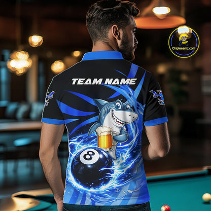 Thunder Lighting Blue 8 Ball Billiard Pool Shirt For Men Custom Funny Shark Billiard Team Appeal NYN2766
