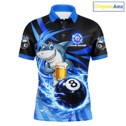 Thunder Lighting Blue 8 Ball Billiard Pool Shirt For Men Custom Funny Shark Billiard Team Appeal NYN2766