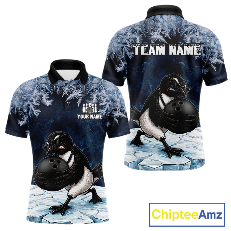 Funny Great Auk Icy Bowling Ball Shirts For Men Custom Snowflake Bowling Jersey, Gift For Bowlers NYN3172