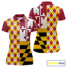 Load image into Gallery viewer, Womens Maryland flag golf polo shirt custom argyle golf polo