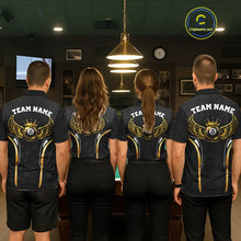 Load image into Gallery viewer, Black &amp; Gold 8 Ball Crown Men's Billiard Polo &amp; 1/4 Zip Shirt Custom Pool Billiard Jerseys NYN2346