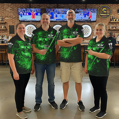 Lightning Green Butterflies Skull Dartboard Custom Women Darts Polo Shirt Dart Jerseys NYN2354