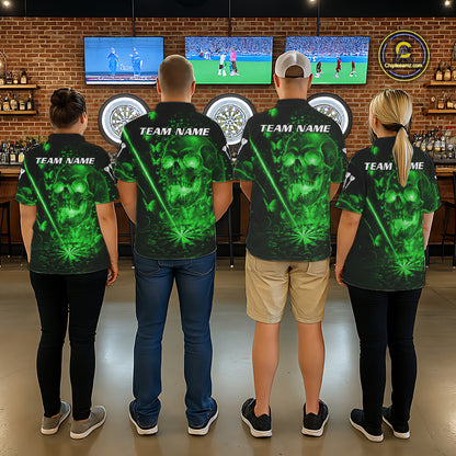 Lightning Green Butterflies Skull Dartboard Custom Women Darts Polo Shirt Dart Jerseys NYN2354