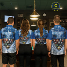 Load image into Gallery viewer, Blue Grey Grunge 8 Ball Pool Shirts Custom Men Billiard Pool Shirts Rack Billiard Team Jerseys NYN2976