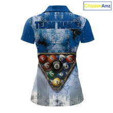 Load image into Gallery viewer, Blue Grey Grunge 8 Ball Pool Shirts Custom Women Billiard Pool Shirts Rack Billiard Team Jerseys NYN2976