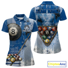 Load image into Gallery viewer, Blue Grey Grunge 8 Ball Pool Shirts Custom Women Billiard Pool Shirts Rack Billiard Team Jerseys NYN2976