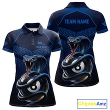 Load image into Gallery viewer, Personalized Funny 8 Ball Pool Cobra Snake Billiard Shirts For Women Billiard Polo &amp; 1/4-Zip Jerseys NYN2988