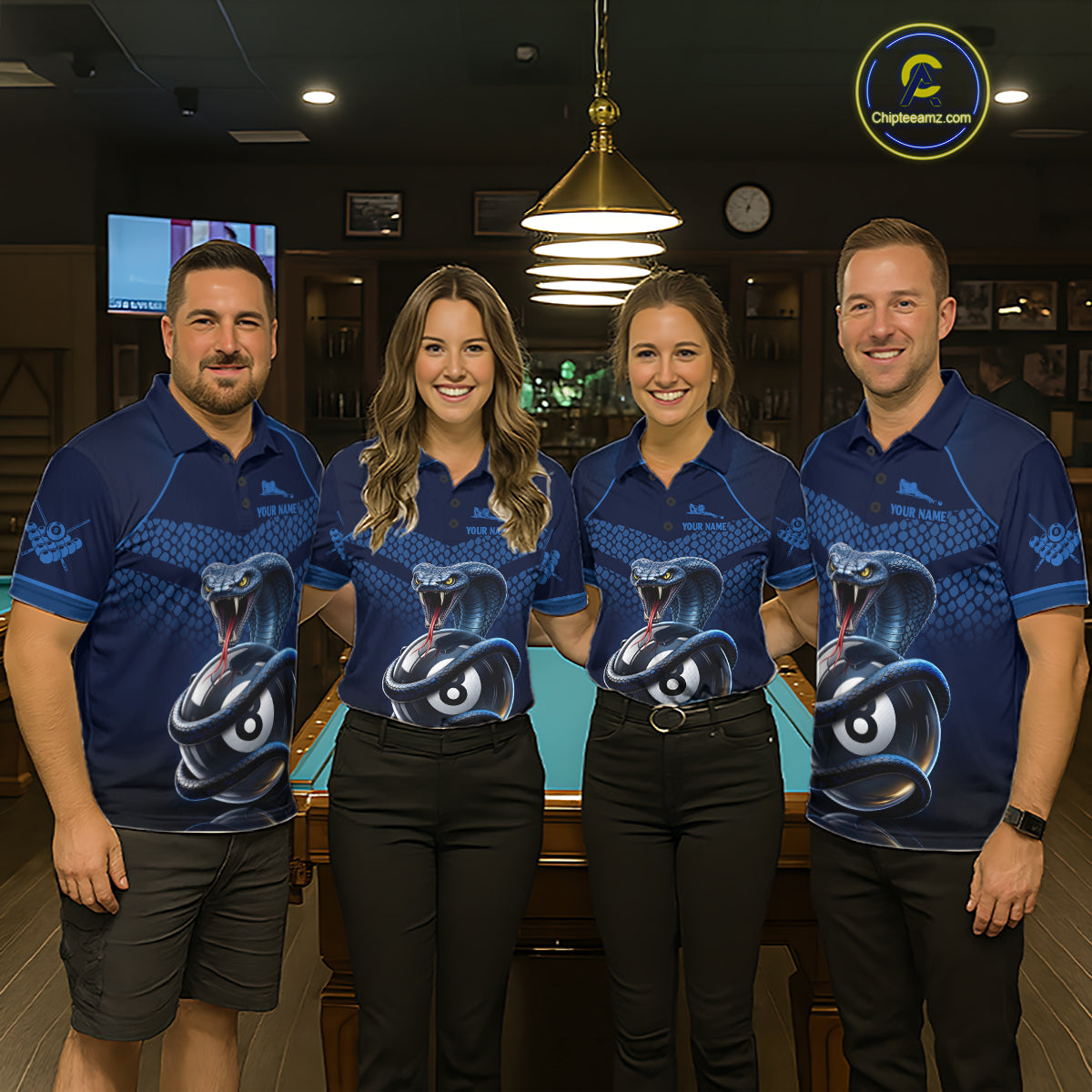 Personalized Funny 8 Ball Pool Cobra Snake Billiard Shirts For Men Billiard Polo & 1/4-Zip Jerseys NYN2988