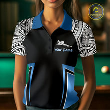 Load image into Gallery viewer, Blue Tribal 8 Ball Billiard Shirt For Women Personalized Tribal Pool Polo &amp; 1/4-Zip Team Jersey NYN2984