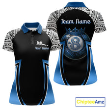 Load image into Gallery viewer, Blue Tribal 8 Ball Billiard Shirt For Women Personalized Tribal Pool Polo &amp; 1/4-Zip Team Jersey NYN2984
