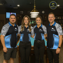 Load image into Gallery viewer, Blue Tribal 8 Ball Billiard Shirt For Women Personalized Tribal Pool Polo &amp; 1/4-Zip Team Jersey NYN2984