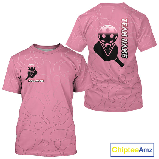 Custom Black And Pink Pickleball T-Shirt For Men Outfit Paddle Pickleball Team Shirt NYN0936
