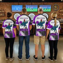 Load image into Gallery viewer, Purple Fiery Rooster Fury Dart Arrow Men Funny Darts Polo Shirt Custom Name Darts Jersey NYN2112