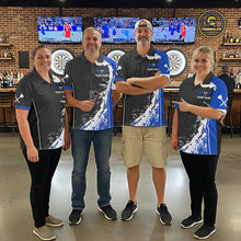 Load image into Gallery viewer, Blue Fiery Rooster Fury Dart Arrow Men Funny Darts Polo Shirt Custom Name Darts Jersey NYN2113