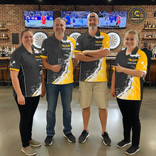 Load image into Gallery viewer, Yellow Fiery Rooster Fury Dart Arrow Men Funny Darts Quarter- Zip Shirt Custom Name Darts Jersey NYN2114