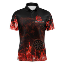 Load image into Gallery viewer, Custom Red Flaming Grim Reaper Dartboard Men Dart Polo Shirt Personalized Skull Dart Team Jerseys NYN2774