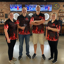 Load image into Gallery viewer, Custom Red Flaming Grim Reaper Dartboard Men Dart Polo Shirt Personalized Skull Dart Team Jerseys NYN2774