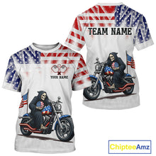 Load image into Gallery viewer, Custom Grim Reaper Motorcycle Pickleball Jersey For Men Patriotic Pickleball Paddle Shirts NYN2132
