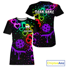 Load image into Gallery viewer, Custom Colorful Heart Dripping Pickleball Paddle League Jerseys For Women Pickleball Shirts NYN2139