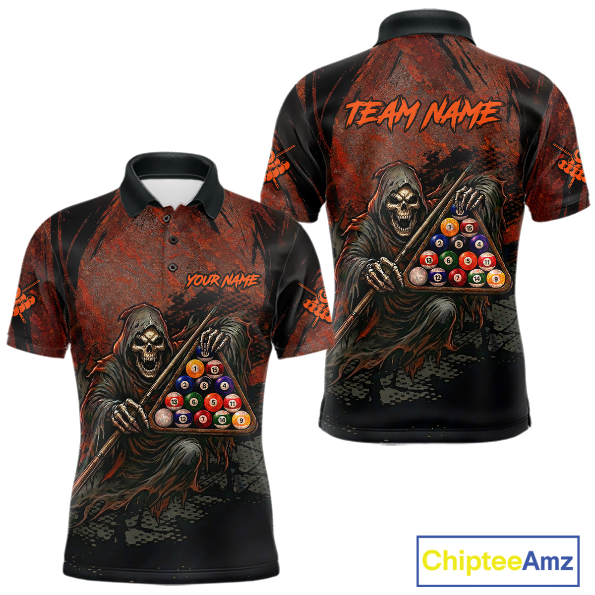Custom Black And Gold 8 Ball 9 Ball Break Glass Billiard Shirt For Men, Pool Billiard Clothes Jersey NYN3019