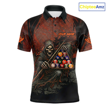 Custom Black And Gold 8 Ball 9 Ball Break Glass Billiard Shirt For Men, Pool Billiard Clothes Jersey NYN3019