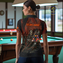 Load image into Gallery viewer, Custom Black And Gold 8 Ball 9 Ball Break Glass Billiard Shirt For Women, Pool Billiard Clothes Jersey NYN3019